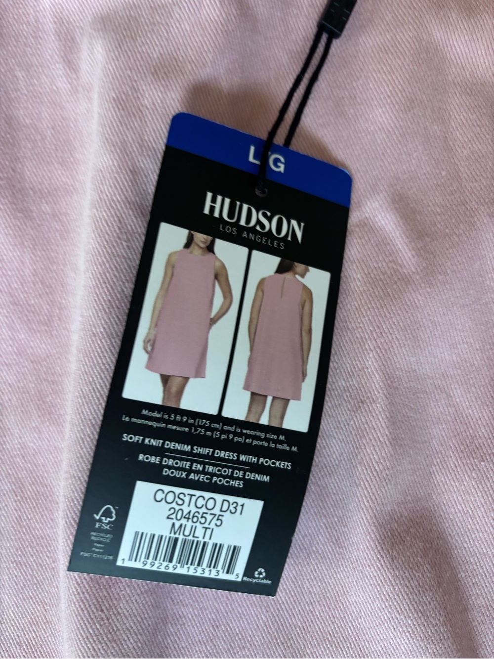 Hudson Jeans Sleeveless Shift Dress in Light Pink